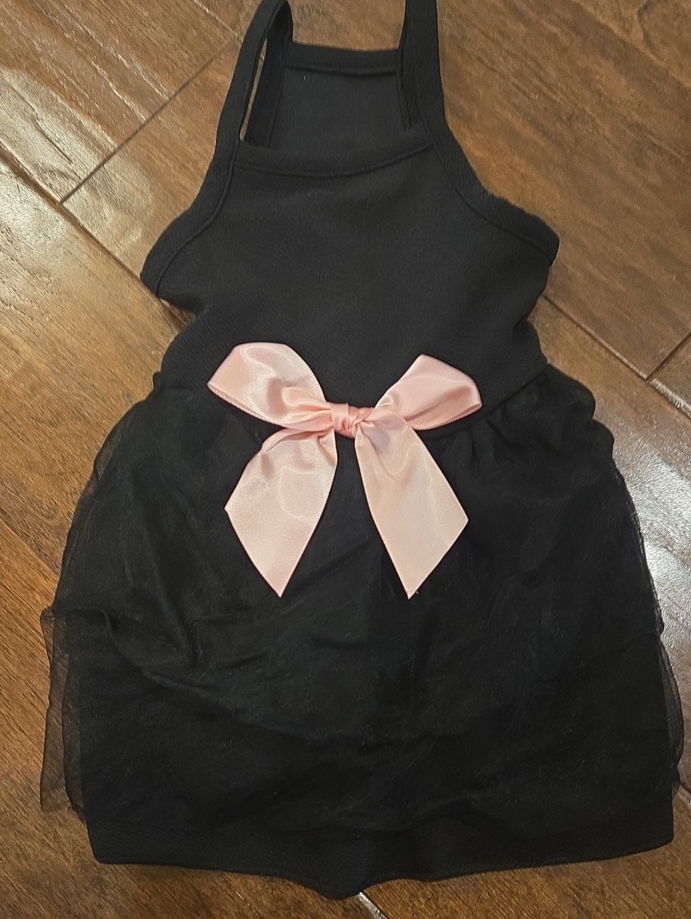 Black Dog Dress with Pink Bow - Elegant Pet Tutu